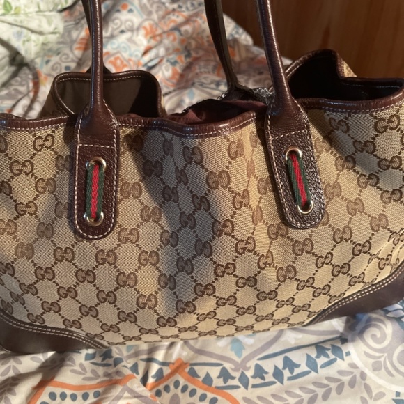 Gucci Beige and Dark Brown Logo Satchel - Picture 3 of 6